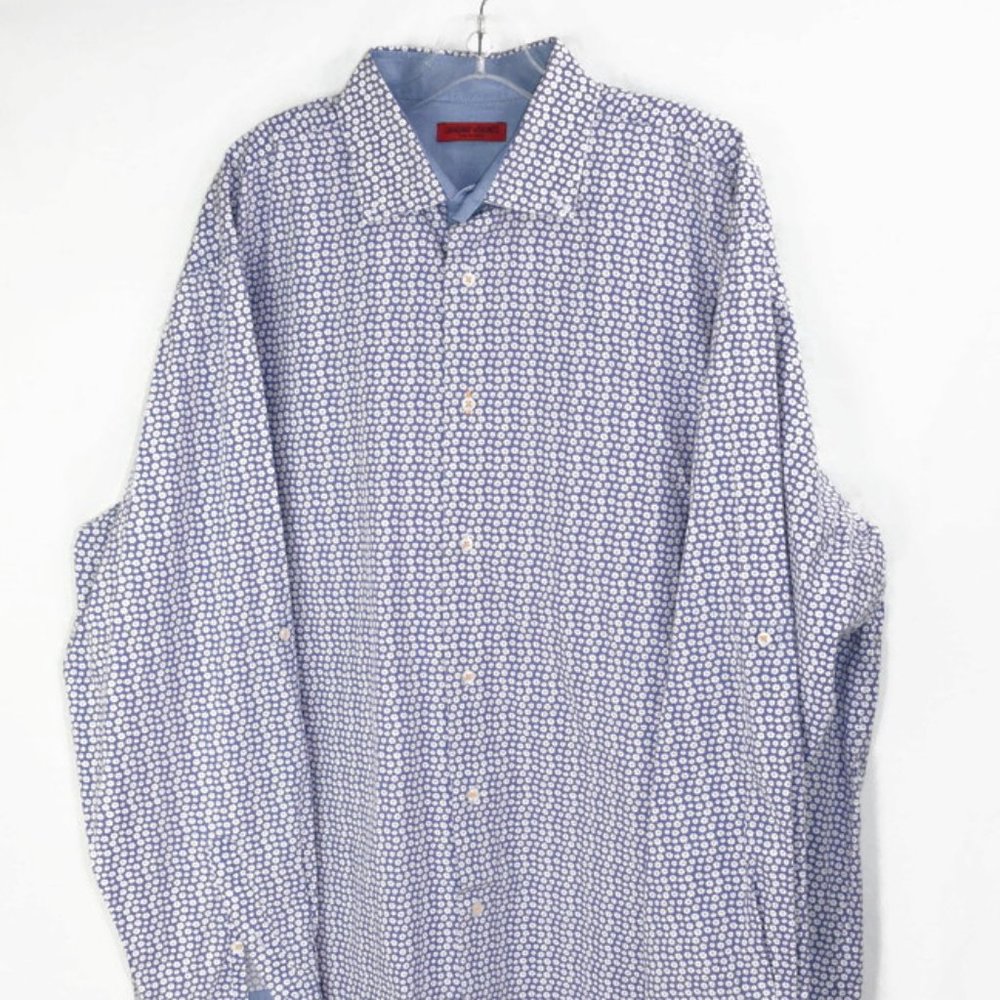 Luchiano Visconti Men  Button Front Printed Design Long Sleeve Shirt Size 2XL